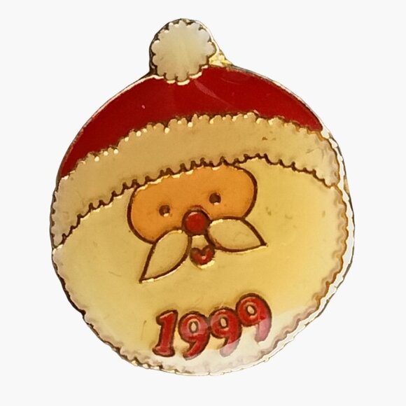 Santa Clause Pinback Pin Tie Tack Vintage 1999 Christmas Holiday Enamel Jewelry - Picture 3 of 4